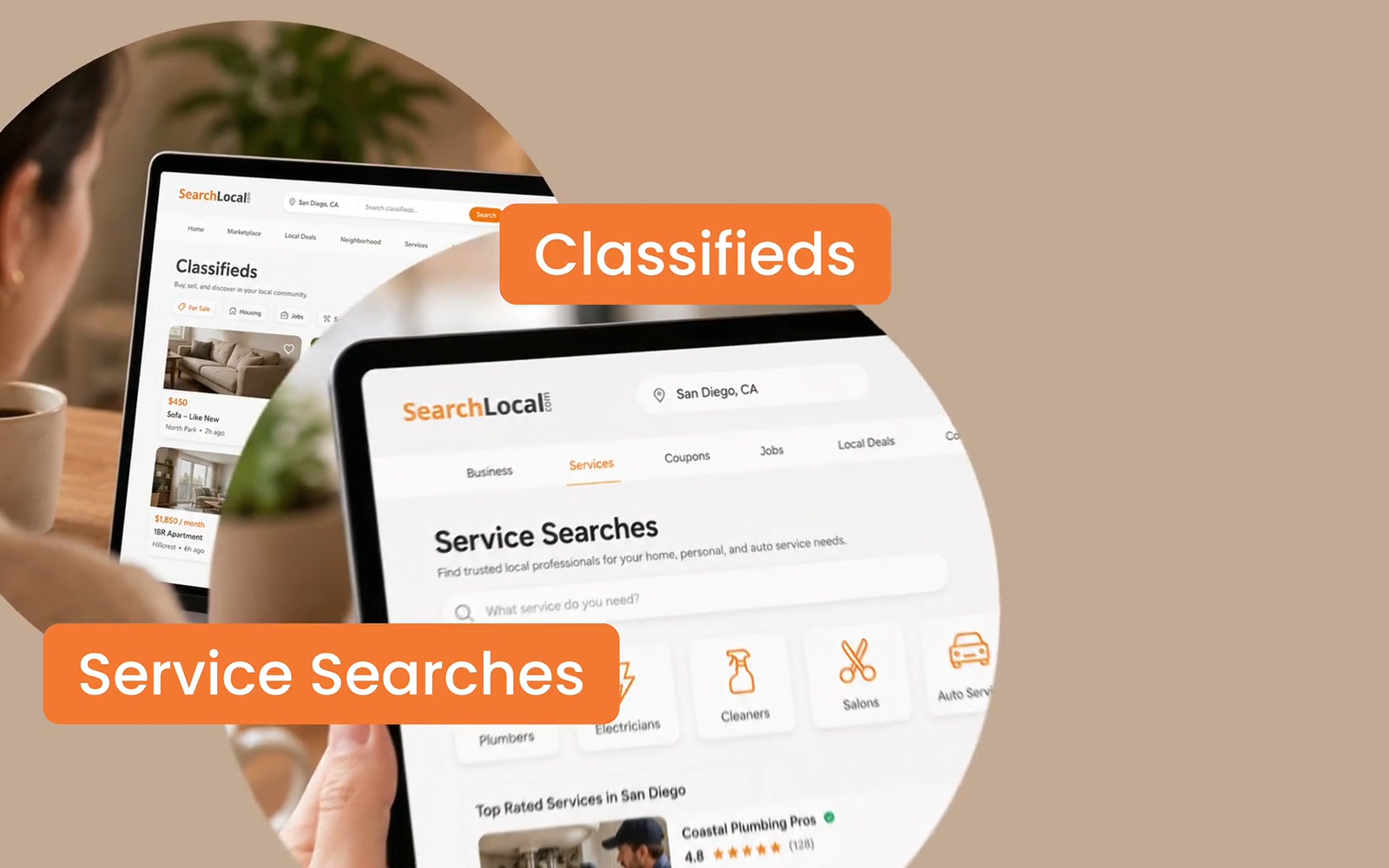 SearchLocal product interface from the commercial campaign